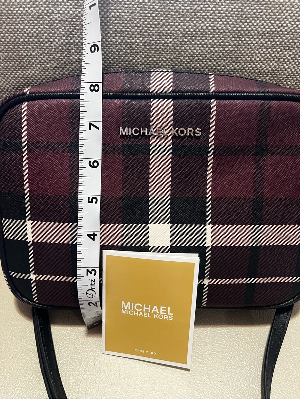 Michael Kors Jet Set Maroon Plaid Crossbody Bag - Picture 6 of 7